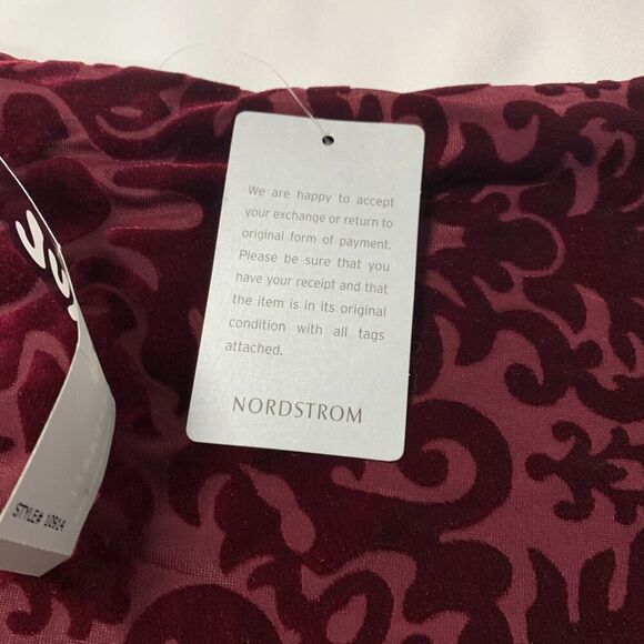 Jump Apparel Burgundy Red Burnout Velvet Sleeveless round Neck Sheath Dress L - Picture 5 of 12